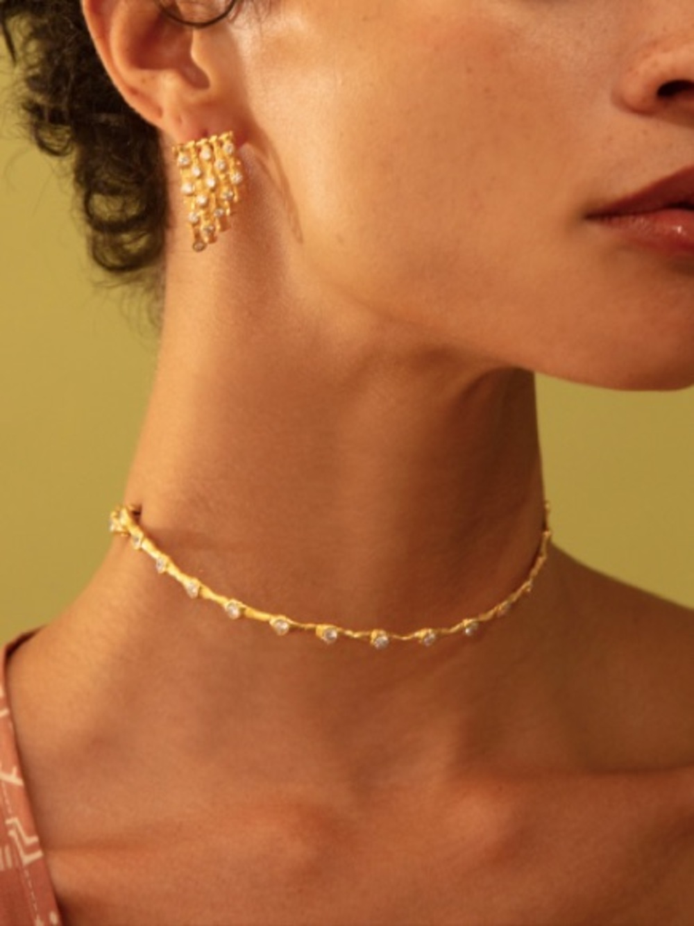 Anthropologie Joanna Laura Constantine Waves Choker Necklace in Gold NWT